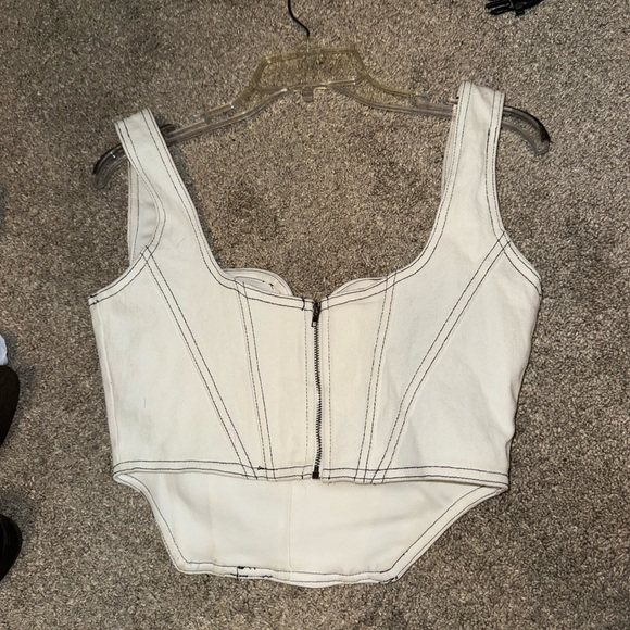 white denim black stitching top. lightly worn. - Picture 2 of 2